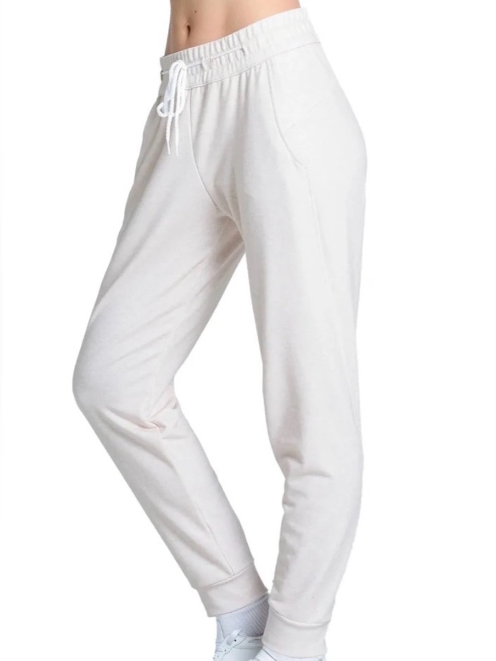 🎾 LUCKY IN LOVE Renew Beige and Gold Drawstring Joggers-Tennis, Athleisure. NWOT